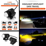 Charger l'image dans la galerie, Lot de 2 mini phares longue portée LED avec interrupteur, projecteur haute luminosité bicolore pour camions, voitures et motos
