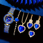 Charger l'image dans la galerie, Ensemble bleu doré Royal &amp; Bijoux Luxe Femme

