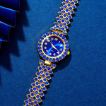 Charger l'image dans la galerie, Ensemble bleu doré Royal &amp; Bijoux Luxe Femme
